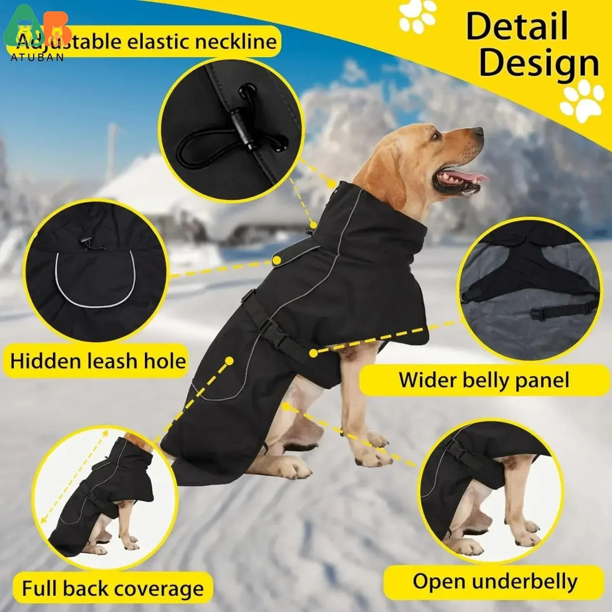 Waterproof Dog Coat – Fleece-Lined Winter Jacket