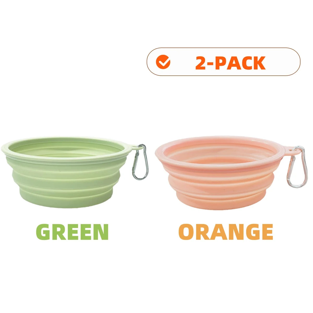 2-Pack Collapsible Silicone Pet Bowls