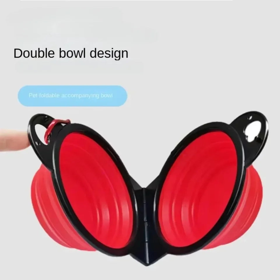 Travel Foldable Double Dog Bowl