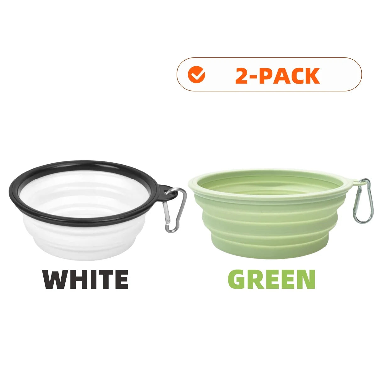 2-Pack Collapsible Silicone Pet Bowls