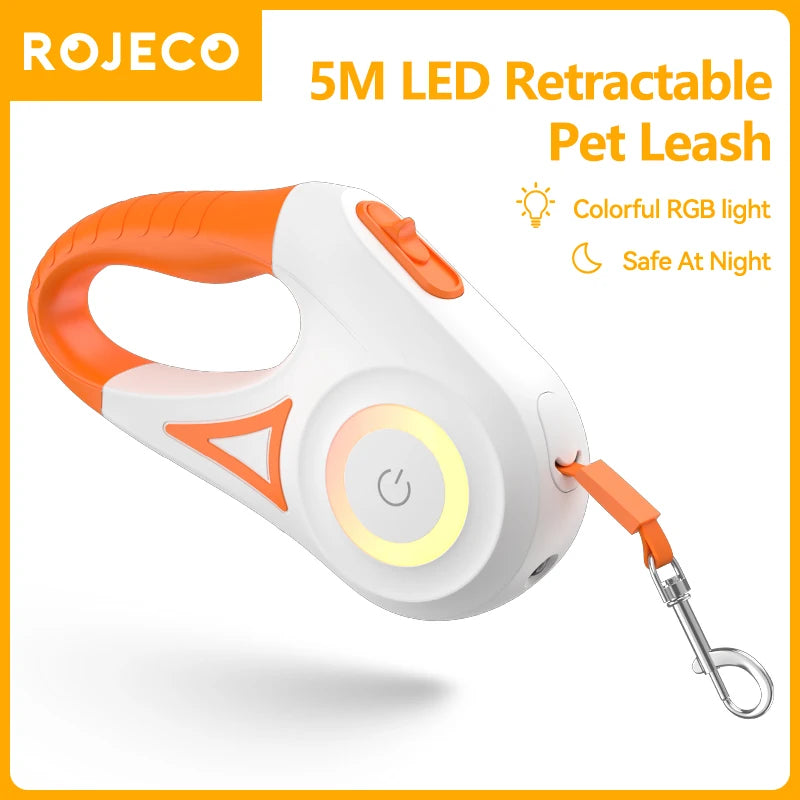 ROJECO 5M LED Retractable Dog Lead