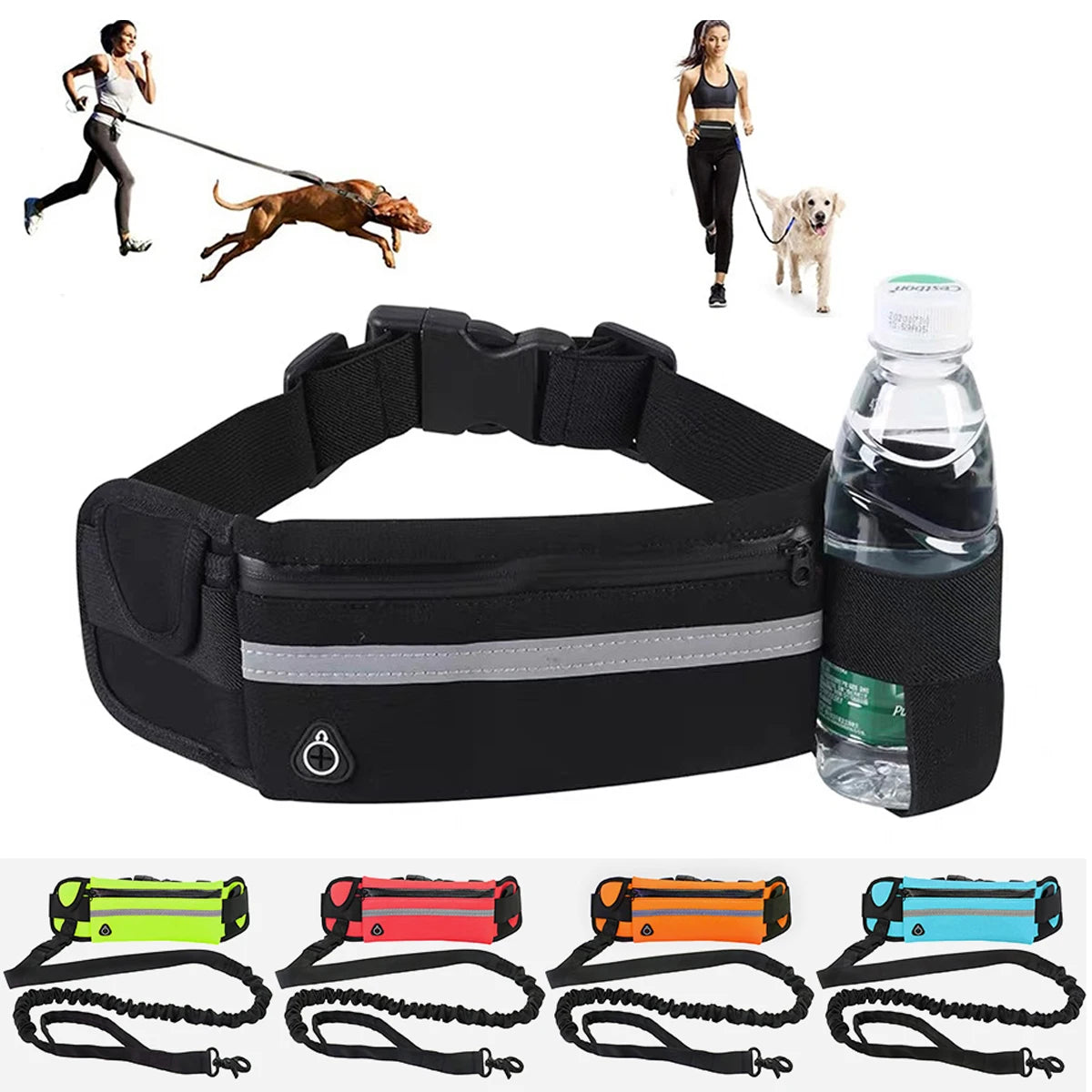Hands-Free Reflective Dog Lead with Waist Belt
