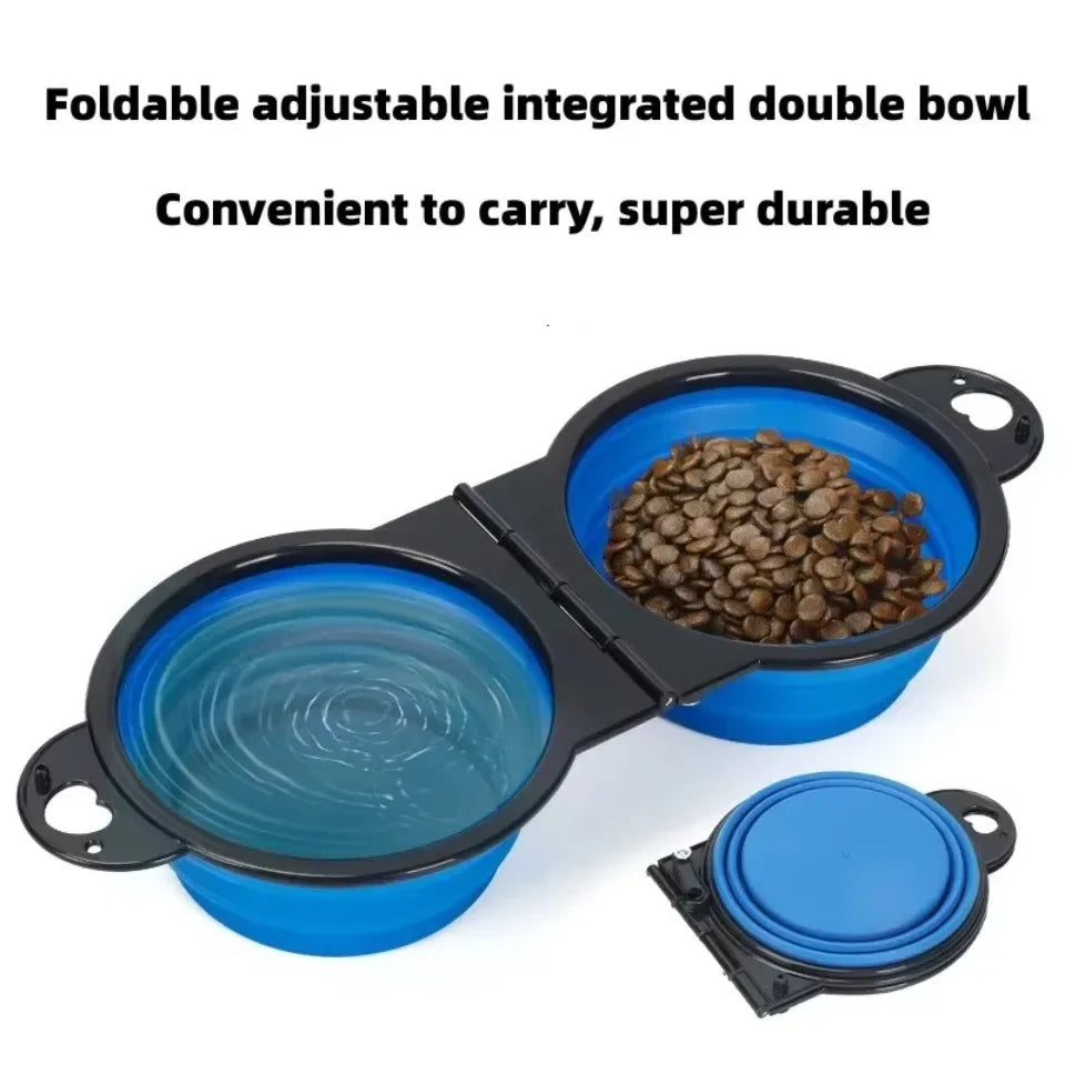 Travel Foldable Double Dog Bowl