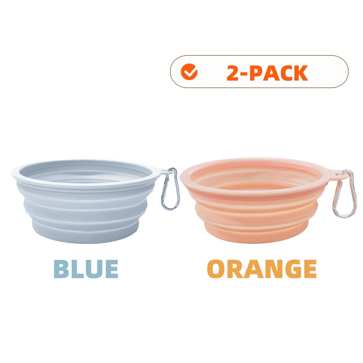 2-Pack Collapsible Silicone Pet Bowls